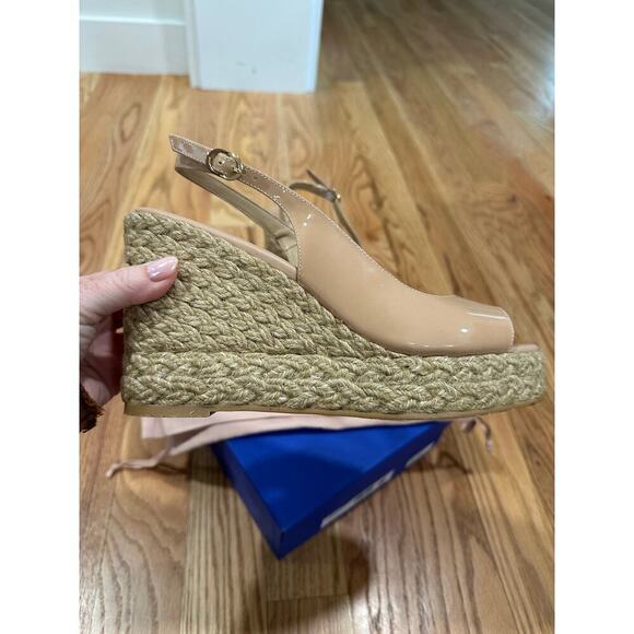 Stuart Weitzman Island Peeptoe Platform Espadrille Size 11 - Picture 4 of 12